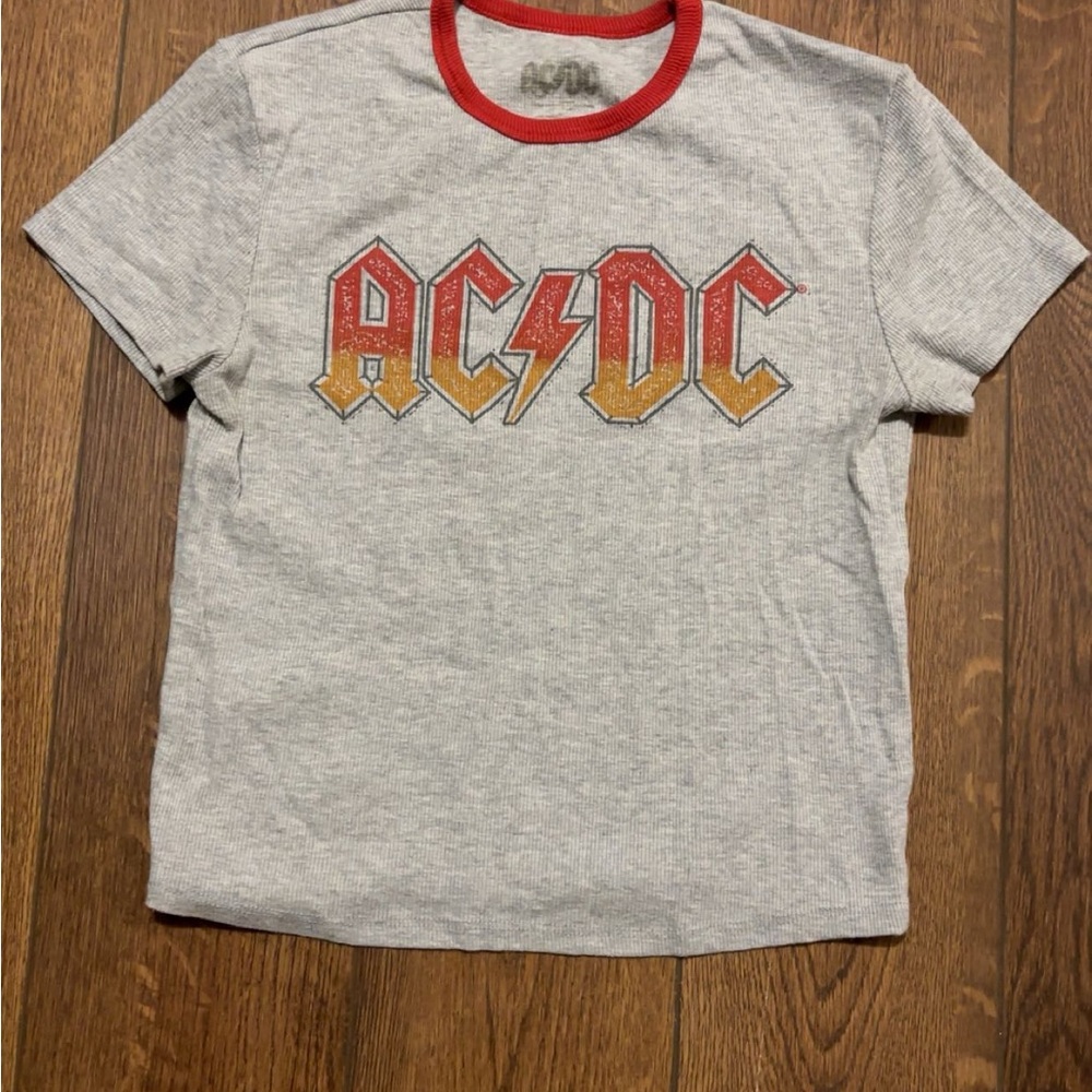 AC/DC Women’s Gray Tee with Red and Gold Accents